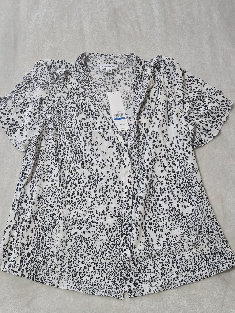 Calvin Klein Black and White Printed Button Down Shirt
